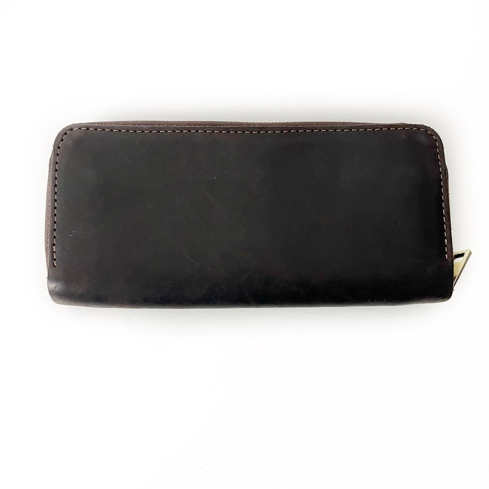 Genuine Leather Brown Zipper Wallet